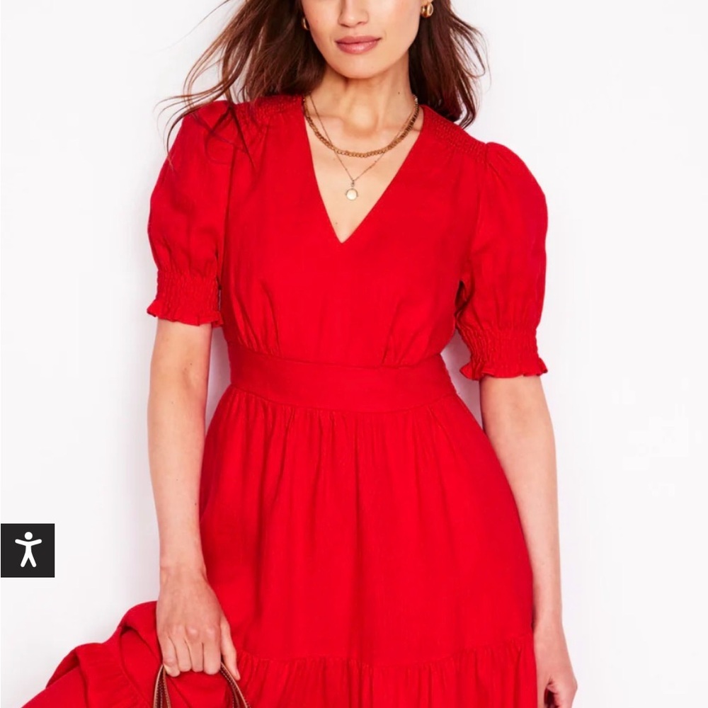 Boden Chambray Puff Sleeve Dress